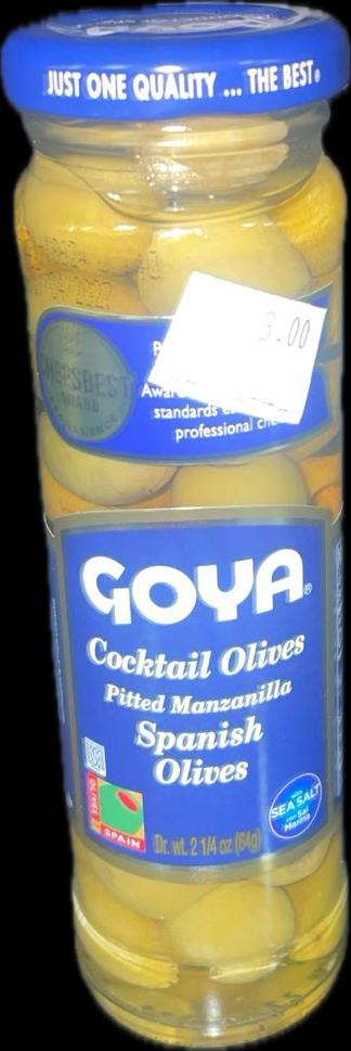 COCKTAIL OLIVES PITTED MANZANILLO SPANISH OLIVES 2.1/4oz