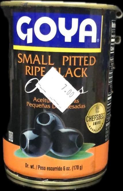 GOYA BLACK SMALL PITTED RIPE OLIVES 6OZ CAN