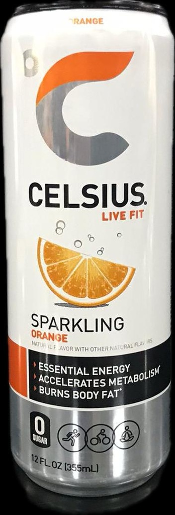 Celsius sparkling orange 12oz can 