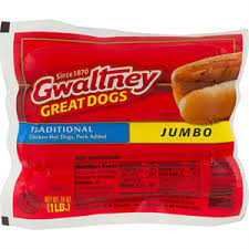 Gwaltney, Traditional Jumbo Meat Franks, 12/16oz (Lr:17, Pt:153)							
