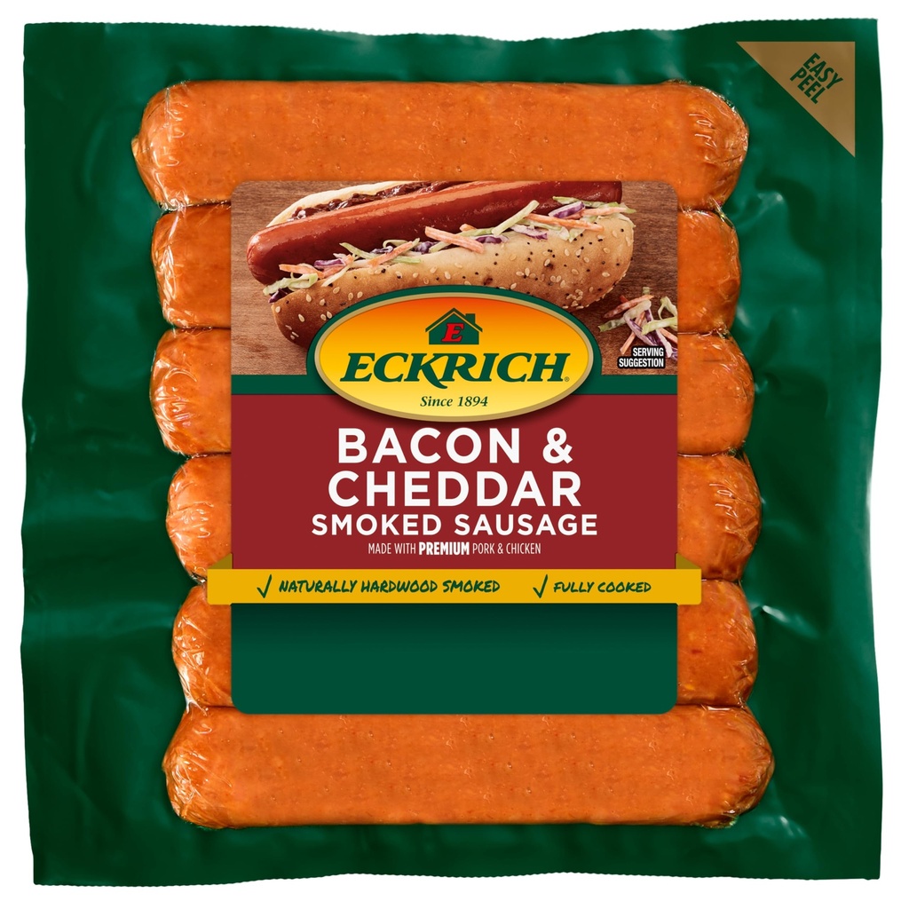 Eckrich Smoked Sausage Links, Bacon & Cheddar, 12-13oz (Lr:21, Pt:210)							
