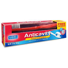 LUCKY SUPER SOFT TOOTHPASTE WITH TOOTH BRUSH ANTI-CAVITY 6.4oz 